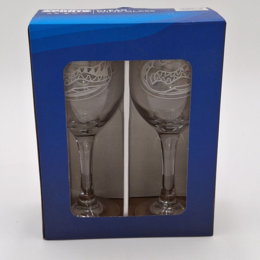 Florida Gators Wine Glasses Logo In White Set Of 2, 12 oz Team Sports